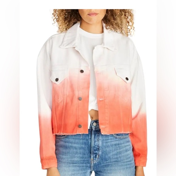 ETICA Elena Dip-Dye Cropped Denim Jacket Size XS NWT - Picture 1 of 11